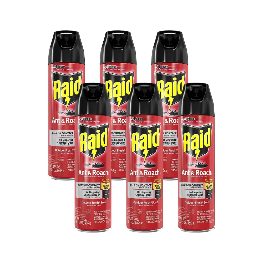 Raid Ant & Roach Spray Outdoor Fresh 17.50 oz (Pack of 6)