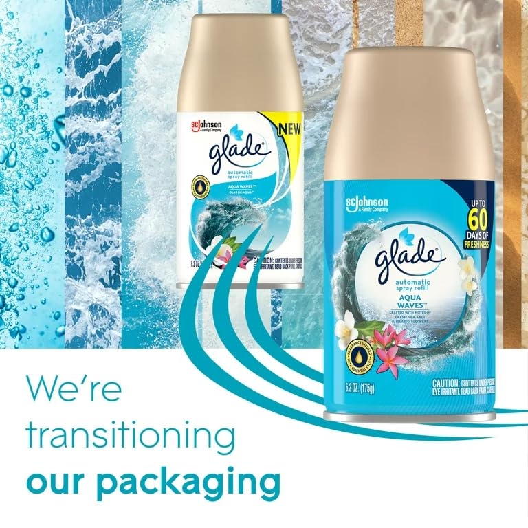 Glade, Automatic Spray Air Freshener 1 Holder + 3 Refills - Aqua Wves - 18.6 Ounce