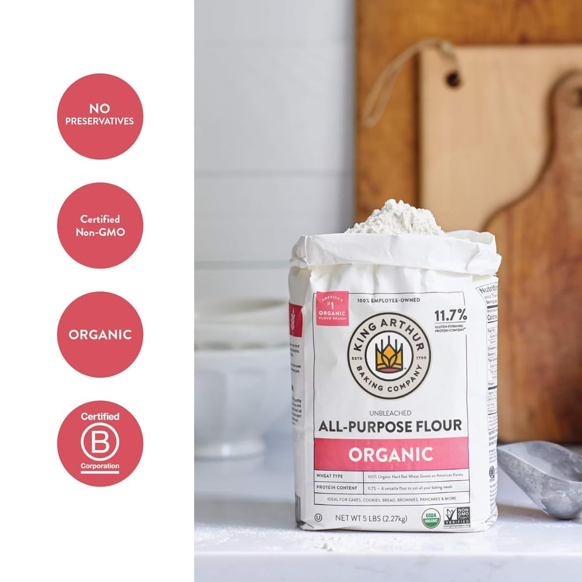 SUPREME BOX King Arthur 100% Organic Unbleached All-Purpose Flour, 5 Pound - Pack of 2 (10 LB in total)