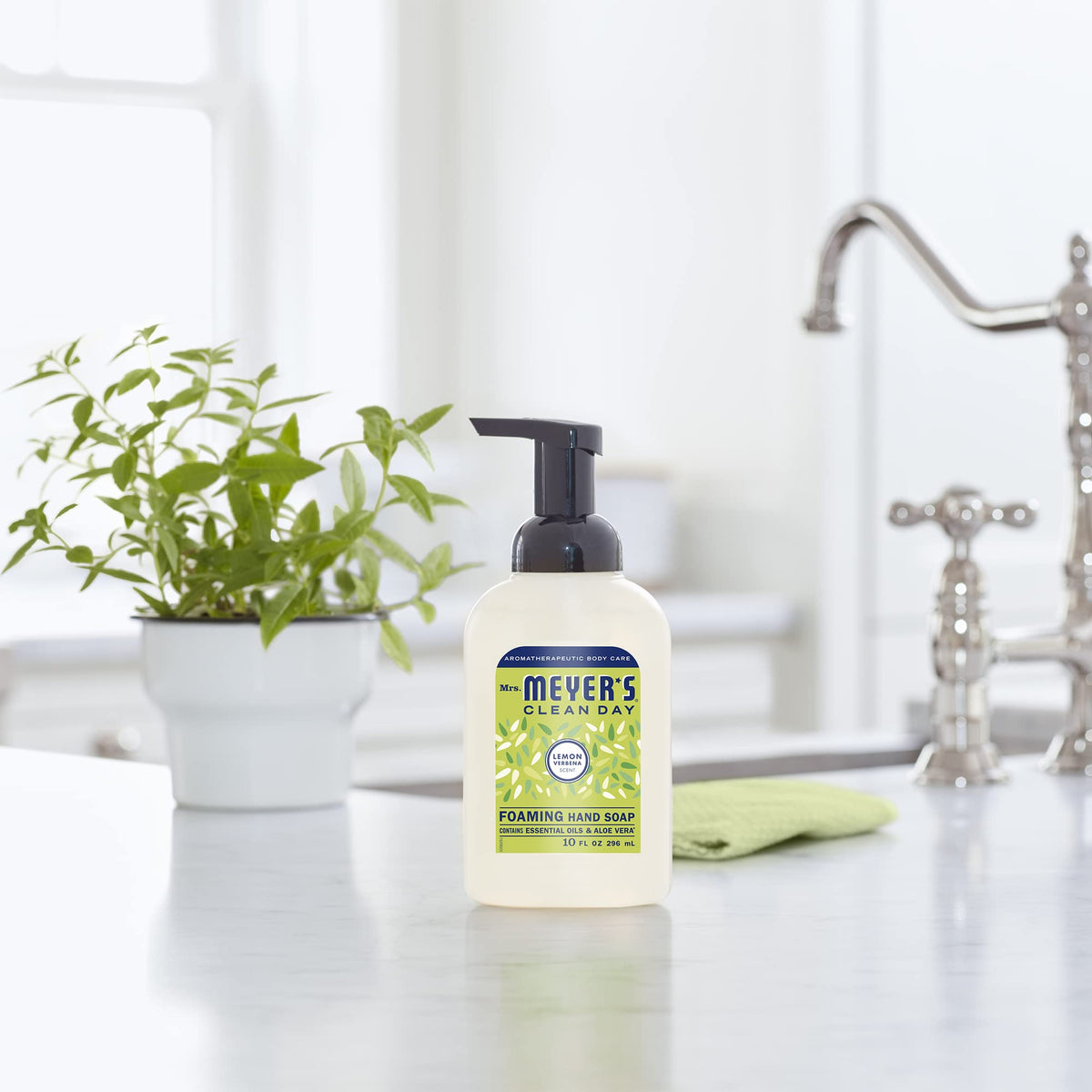 MRS. MEYER'S CLEAN DAY Foaming Hand Soap, Biodegradable Formula, Lemon Verbena, 10 oz