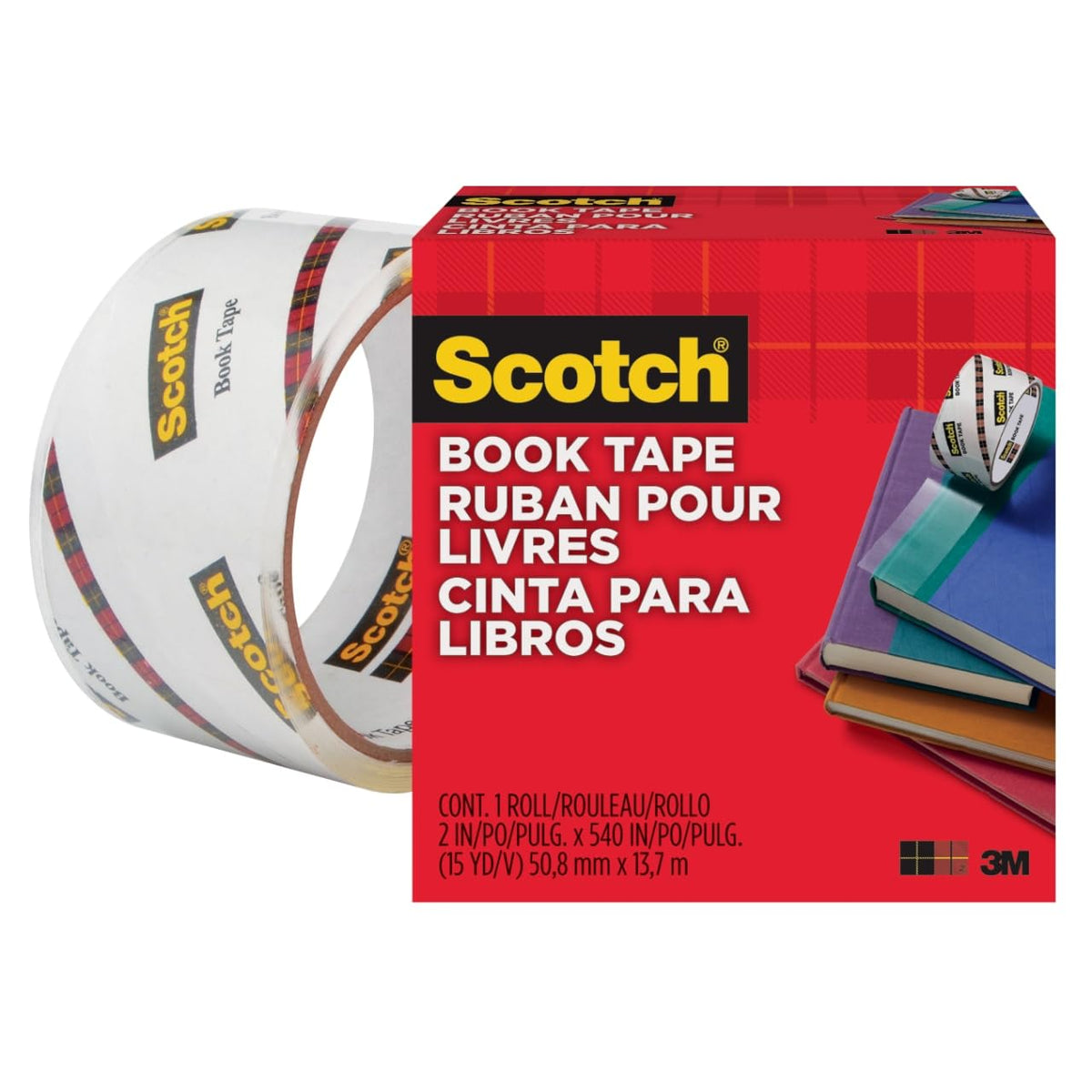 Scotch Book Tape, 2 in x 540 in, Excellent for Repairing, Reinforcing Protecting, and Covering (845)
