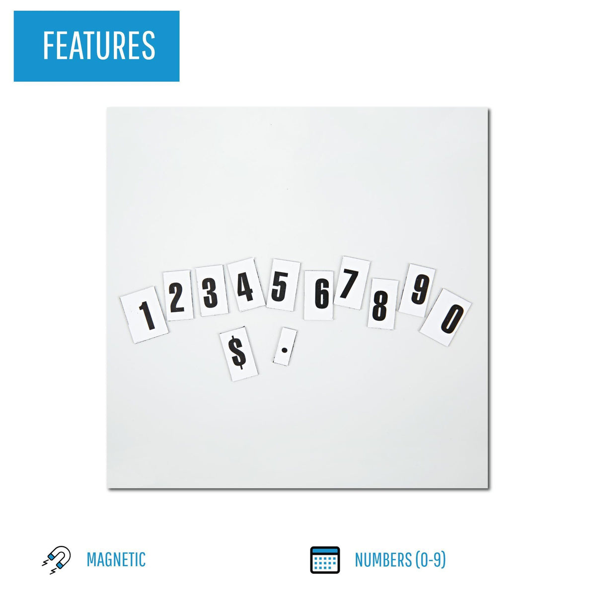 MasterVision Interchangeable Magnetic Board Accessories, Numbers, Black, 0.75"h