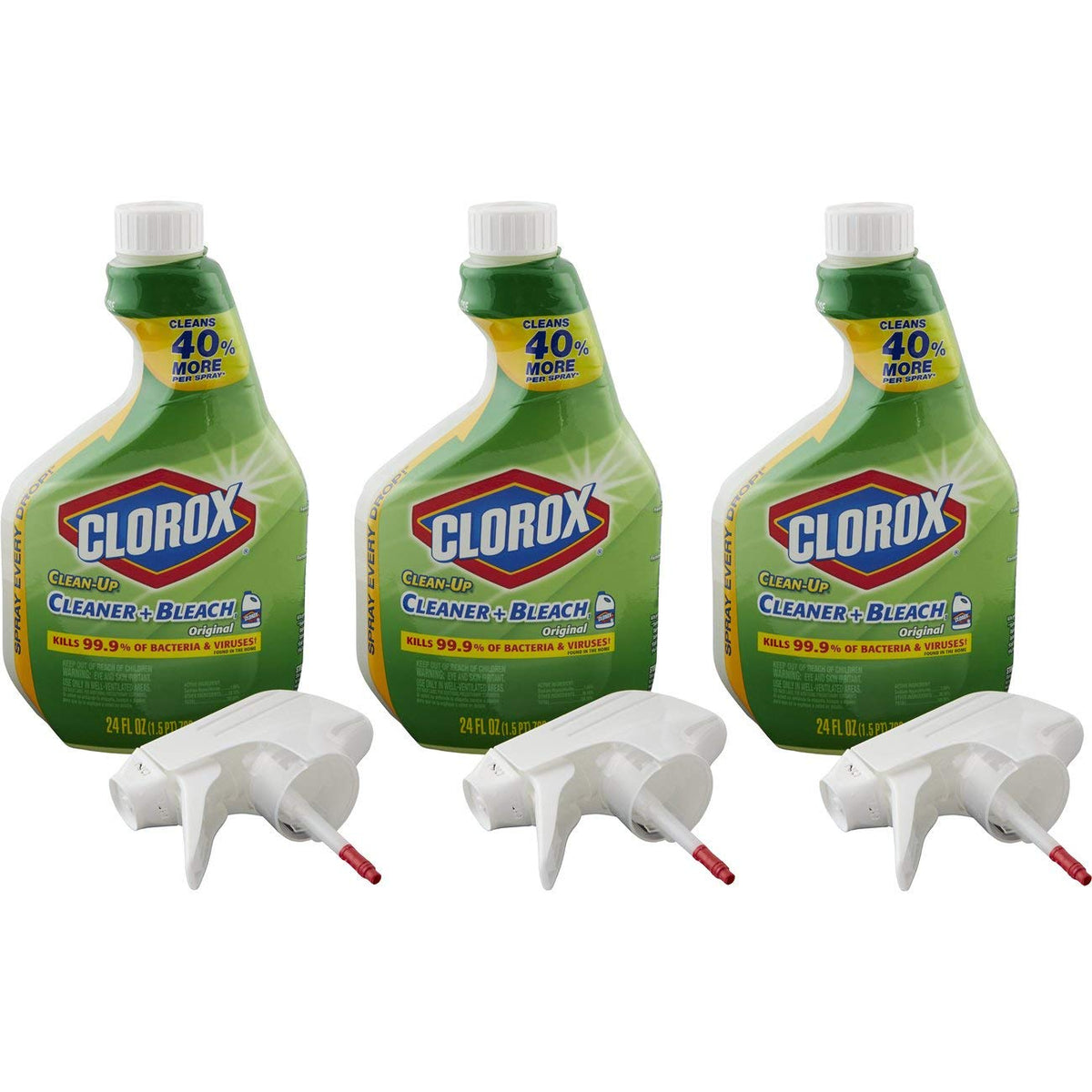 Clorox Clean-Up All-Purpose Cleaner with Bleach, Spray Bottle, Original, 24 Fl Oz (Pack of 3)