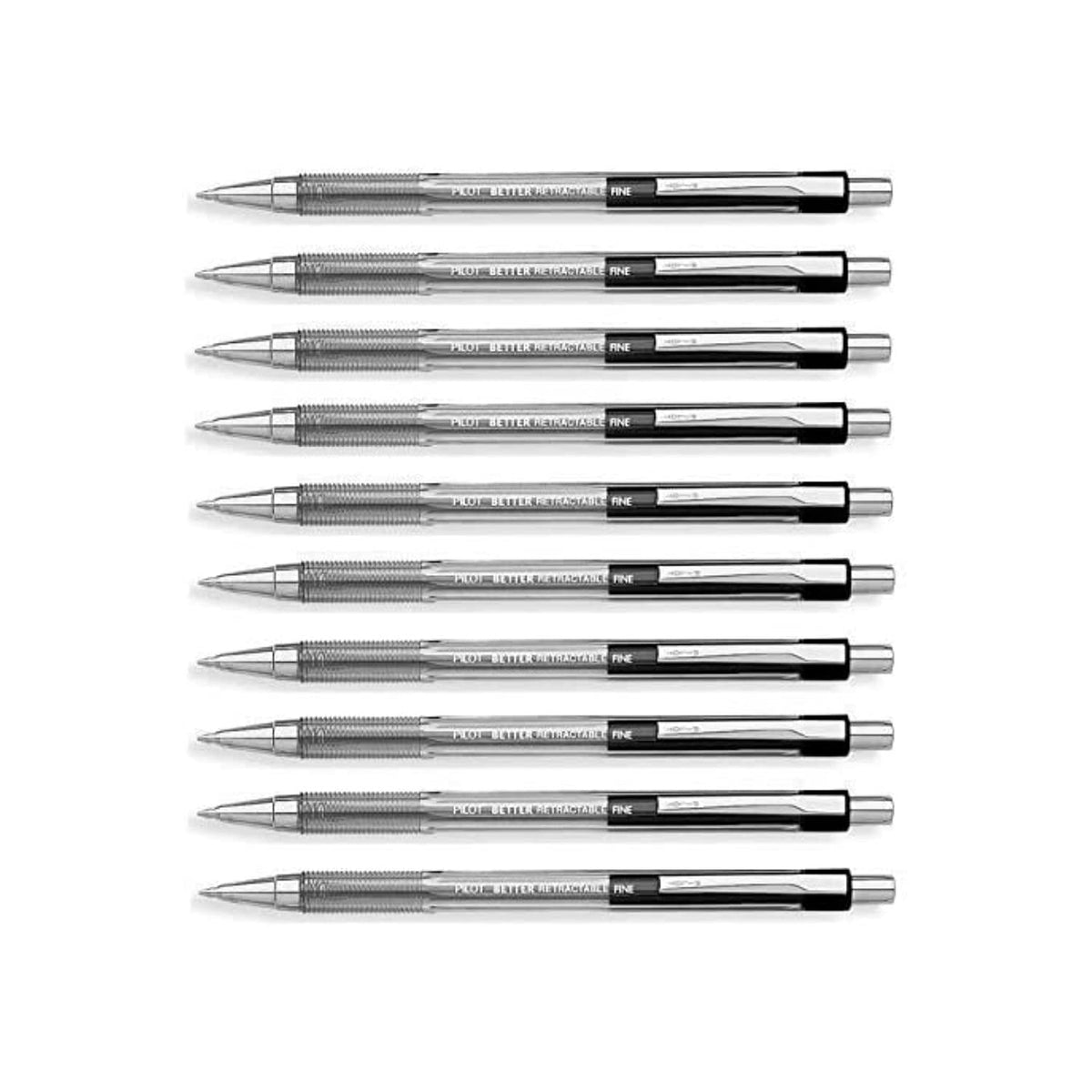 PILOT Better Retractable Ballpoint Pen, Black Fine Point, 10-COUNT (30000)