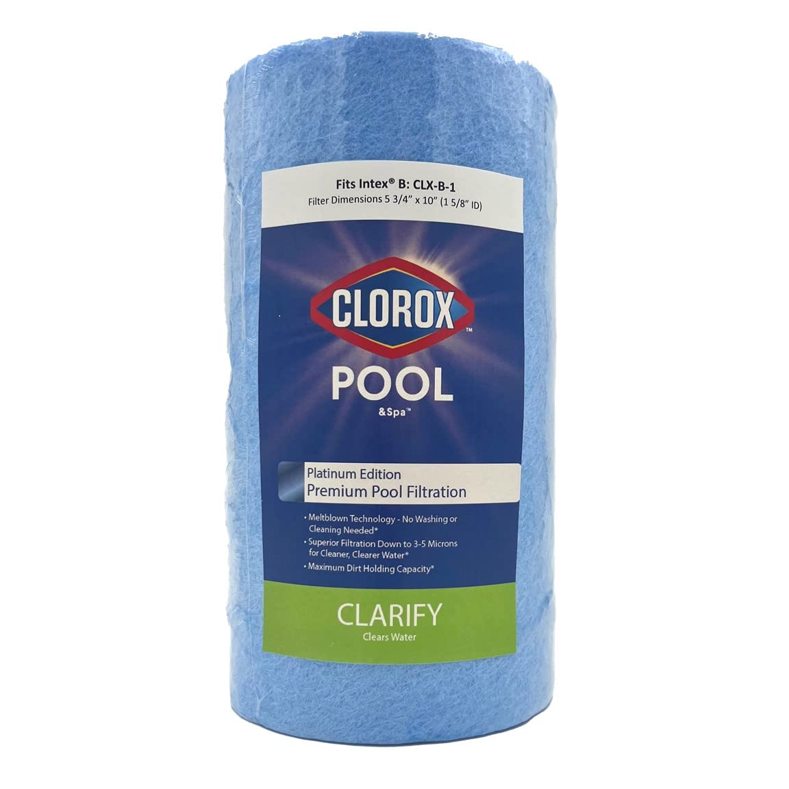 Clorox Pool&Spa Platinum Premium Pool Filtration Replacement for Intex Cartridge B 1-Pack 29005E FC-3752