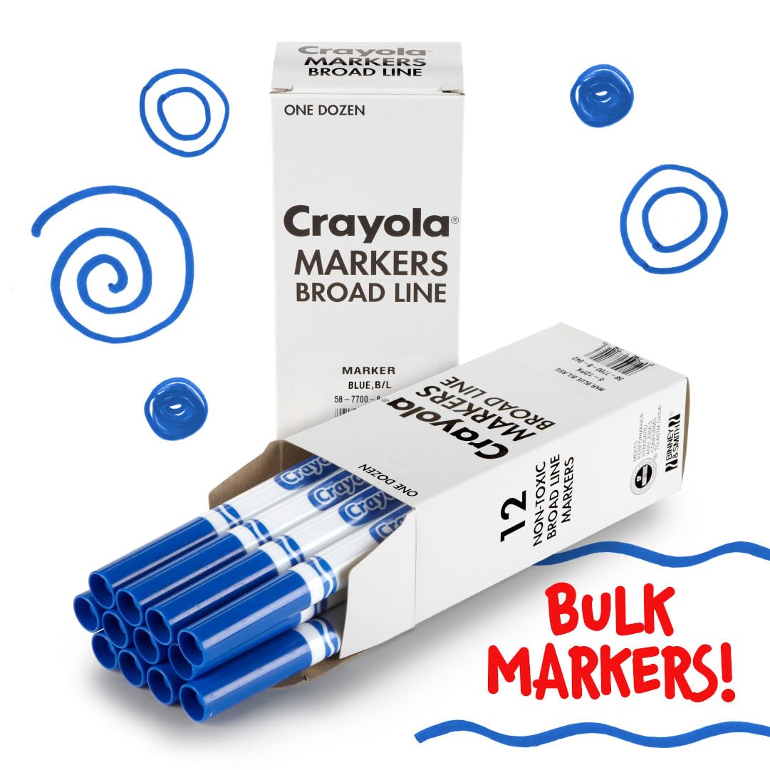 Crayola 12 Count Washable Bulk Markers, Blue