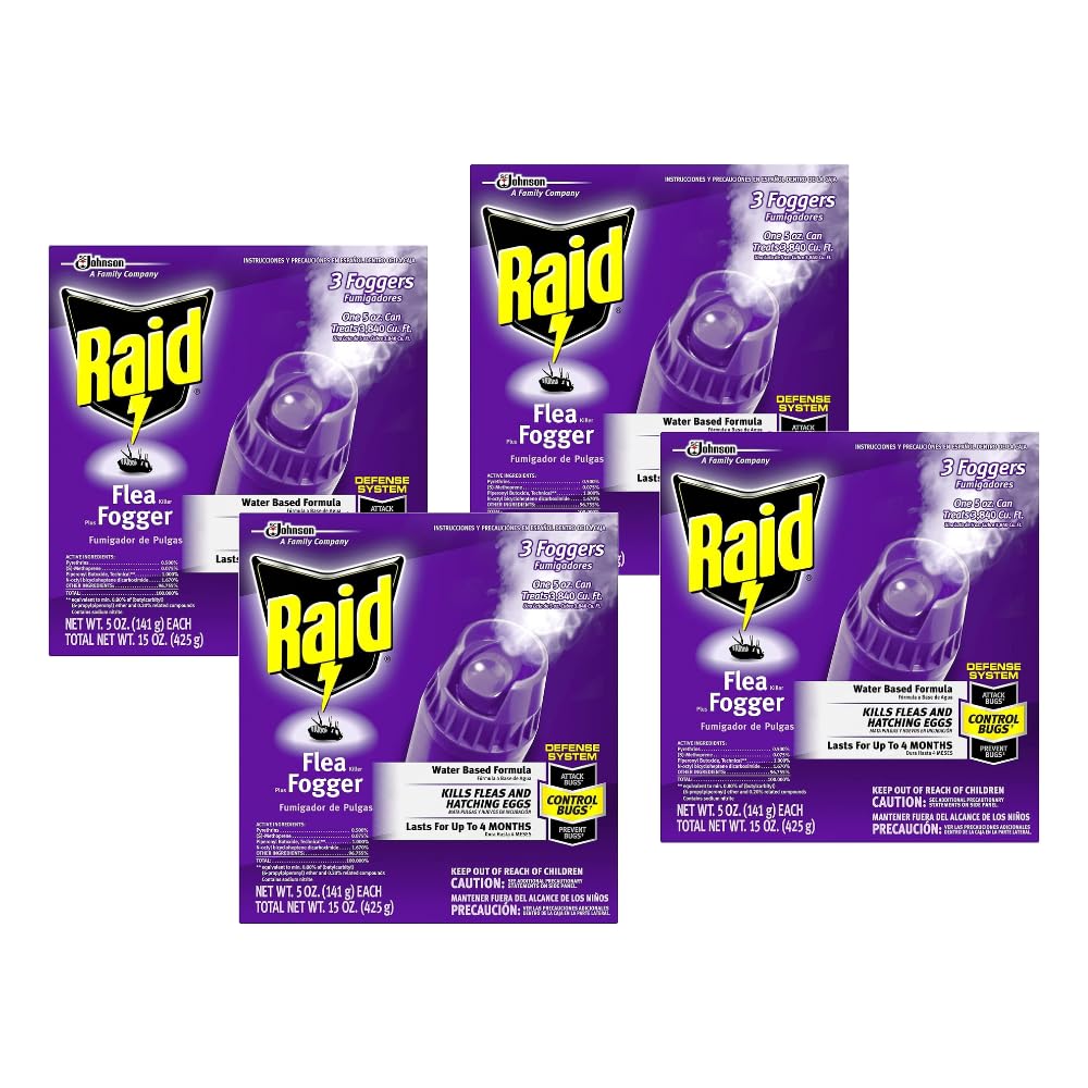 Raid Flea Flogger Plus Killer, Kills Fleas and Hatching Eggs 3 Count (Pack of 4)