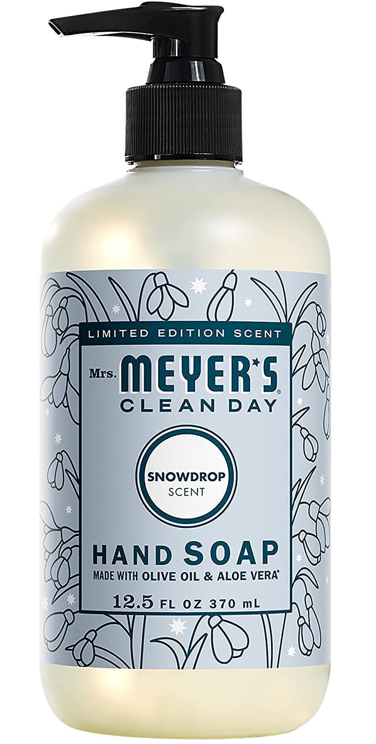 Mrs. MEYER'S Kitchen Set, Dish Soap, Hand Soap, and Multi-Surface Cleaner, 3 CT (Snowdrop)