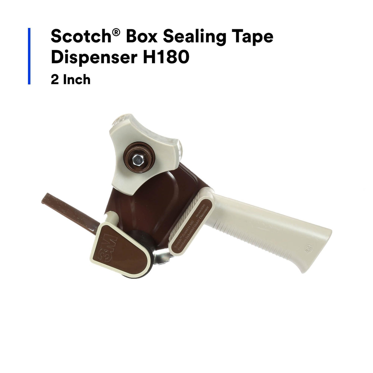 3M Scotch - 21200190087 H180 Industrial Packing Tape Dispenser for 2" Tape – Lightweight and Portable for Commercial Packaging, Shipping, Moving, Carton and Box Sealing, Gray (19008)