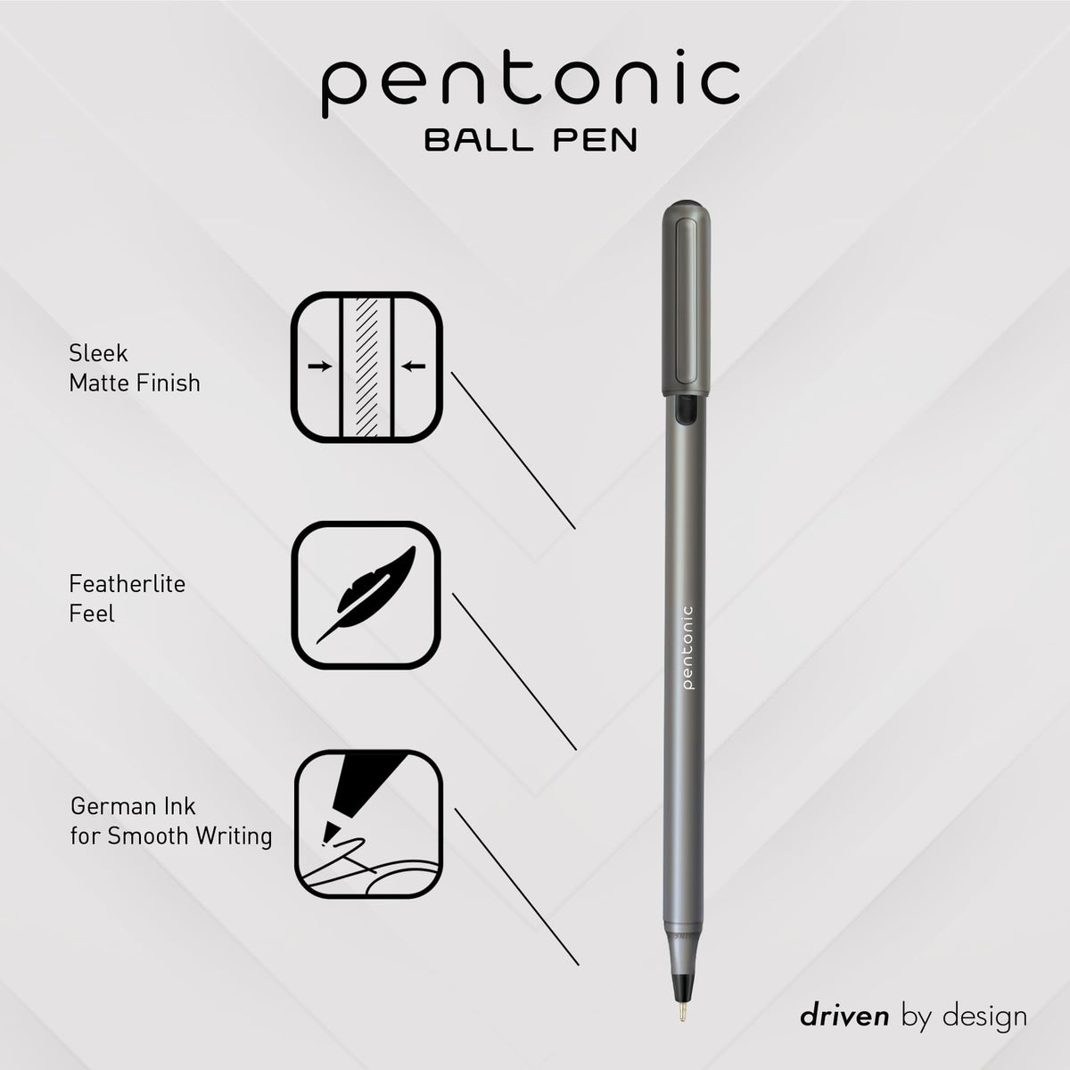 Pentonic Ballpoint Pens, 25 Count, Black Colored Ink, 1.0 mm Medium Point, Smooth Writing For Journaling & Note Taking (PEN12128)