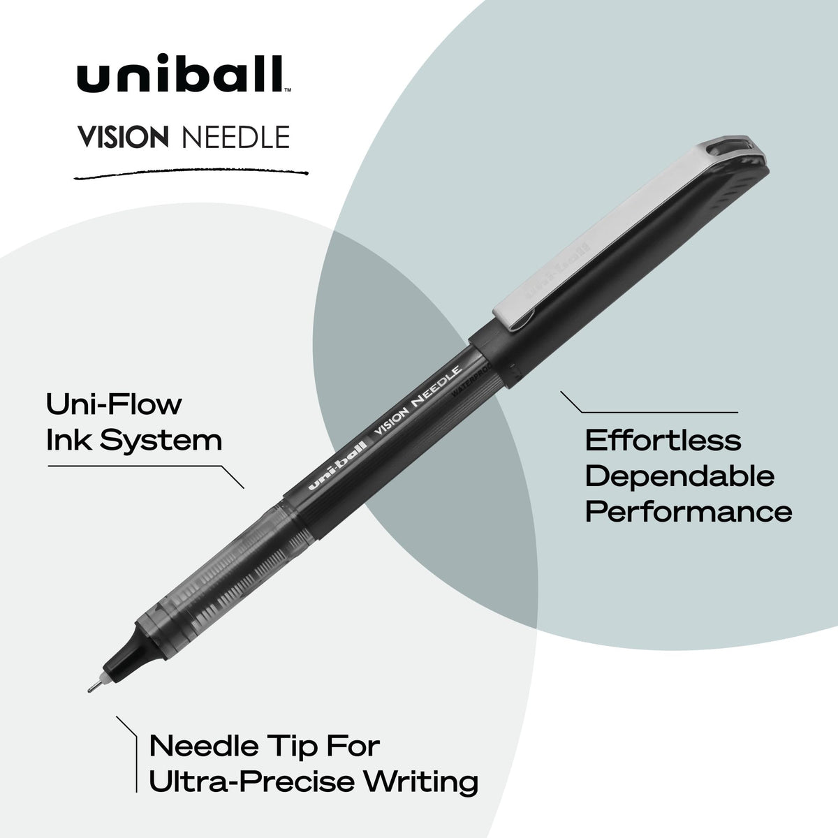 Uni-Ball 1734927 Vision Needle Rollerball Pens, Micro Point 0.5Mm , , 5 Count, Black