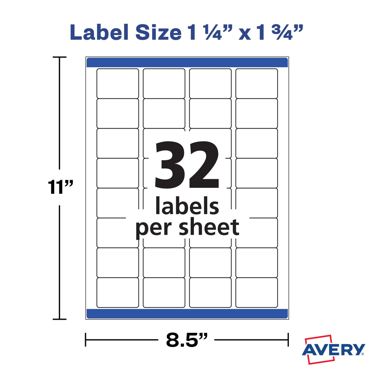 Avery Printable Blank Rectangle Labels, 1.25" x 1.75", White, 256 Customizable Labels (22828)