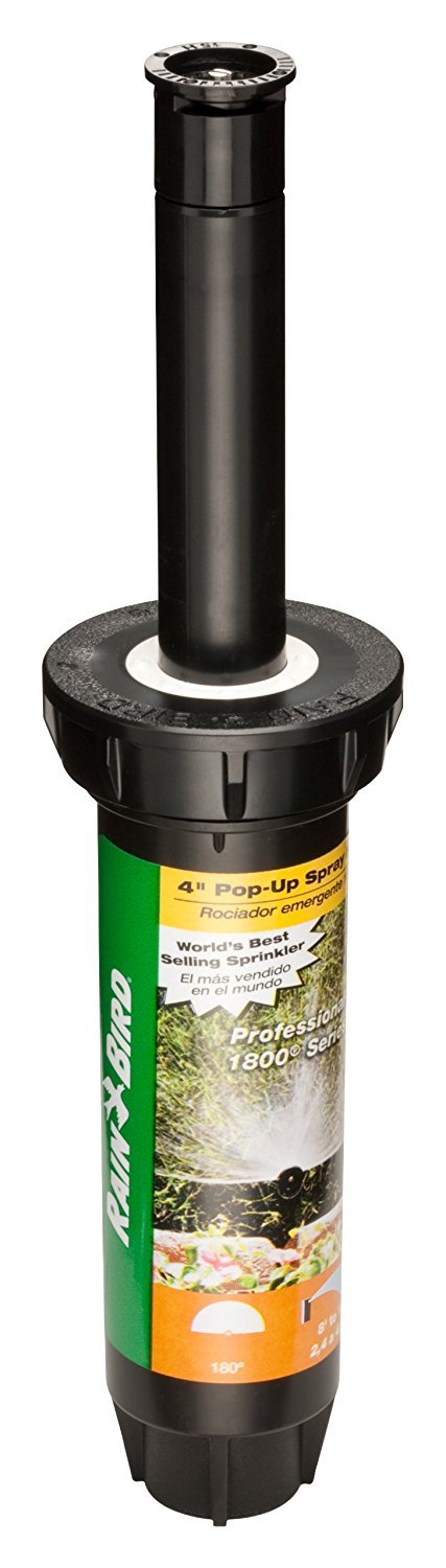 Rain Bird 1804H Professional Pop-Up Sprinkler, 180° Half Circle Pattern, 8' - 15' Spray Distance, 4" Pop-up Height