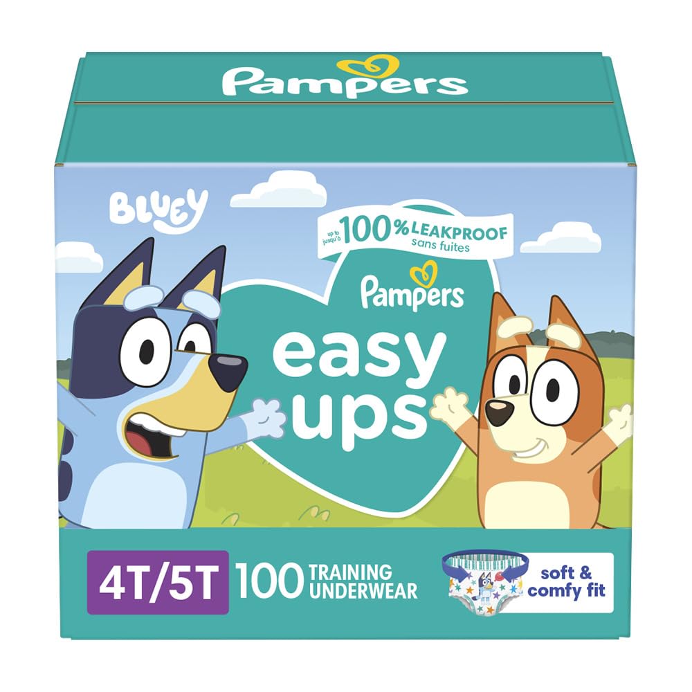 Pampers Training Pants - Easy Ups Boys & Girls Bluey - Size 4T-5T, 100 Count, Children's Potty Underwear (Packaging May Vary)