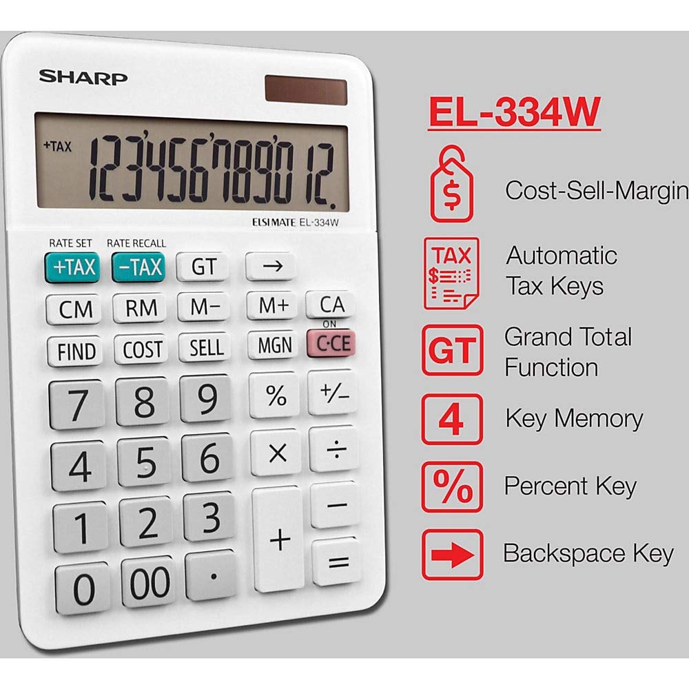 Sharp EL-334WB Business Calculator, White 4.0