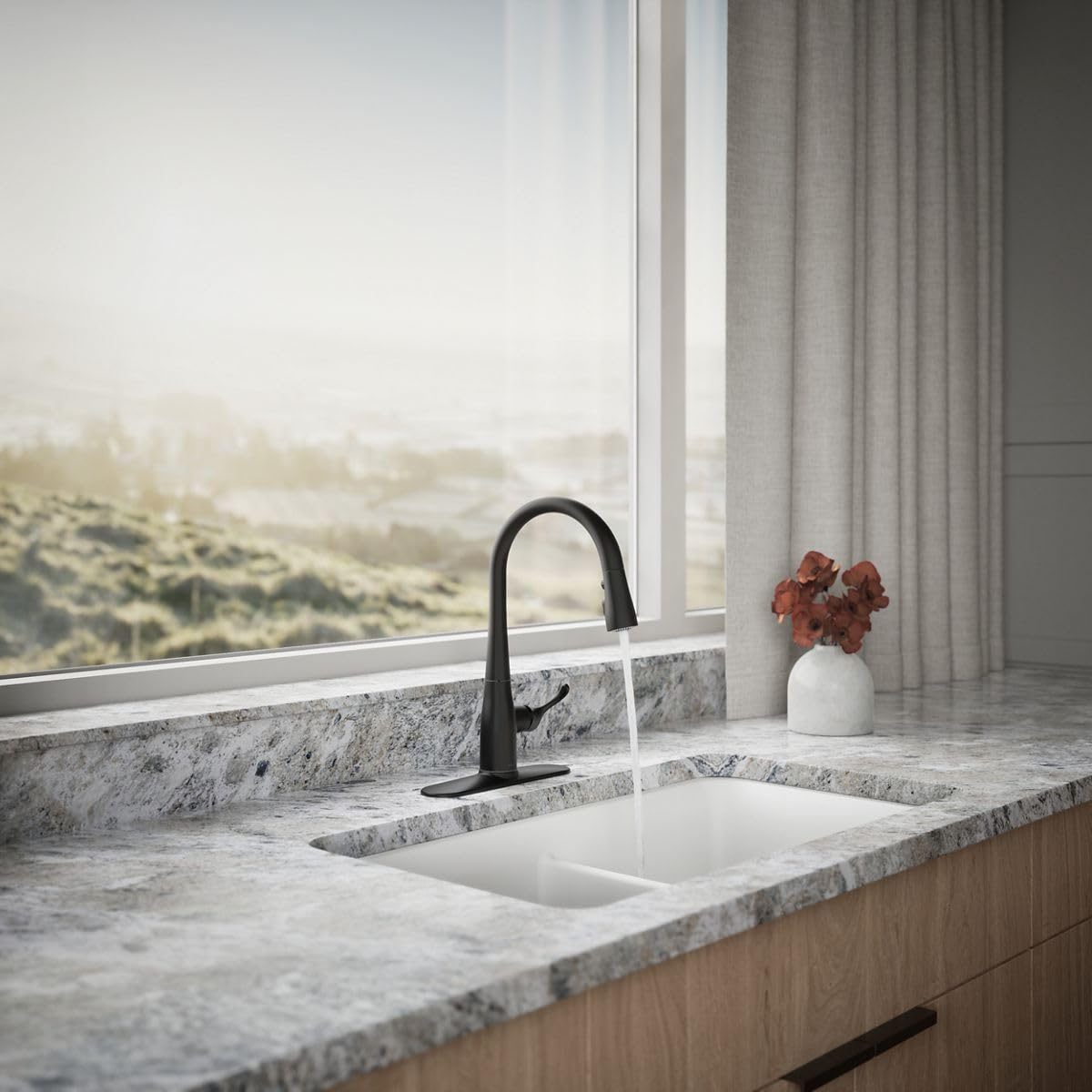 KOHLER K-597-BL Simplice Kitchen Faucet, Matte Black