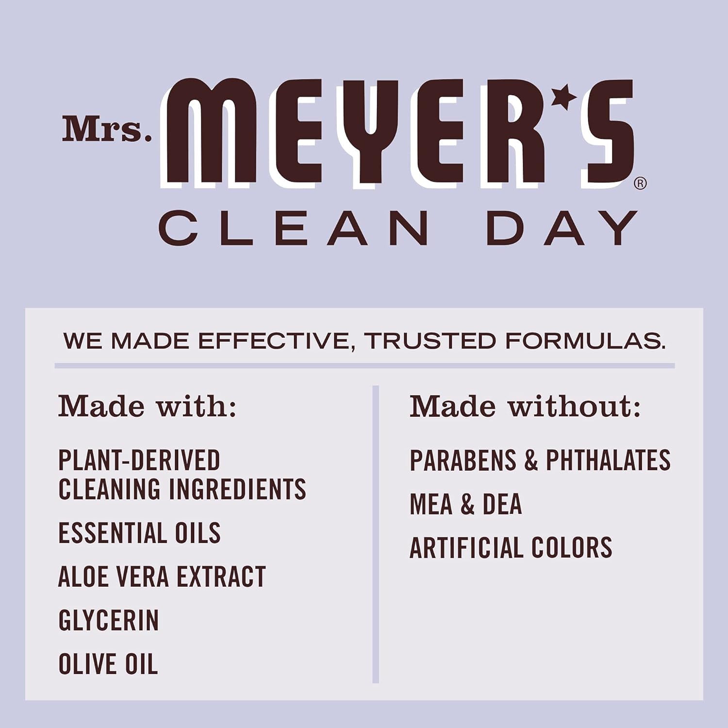 MRS. MEYER'S CLEAN DAY Hand Soap Refill, Made with Essential Oils, Biodegradable Formula, Lavender, 33 fl. (Pack of 4)