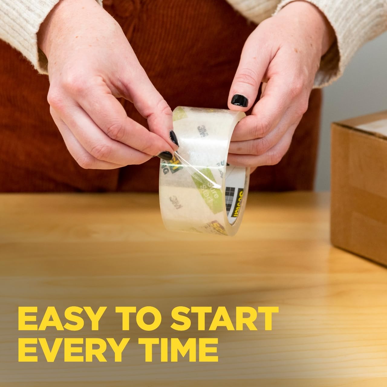 Scotch Sure Start Shipping Packaging Tape, 1.88" x 54.6 yd, Designed for Packing, Shipping and Mailing, No Splitting or Tearing, 3" Core, Clear, 8 Rolls (3450-8)