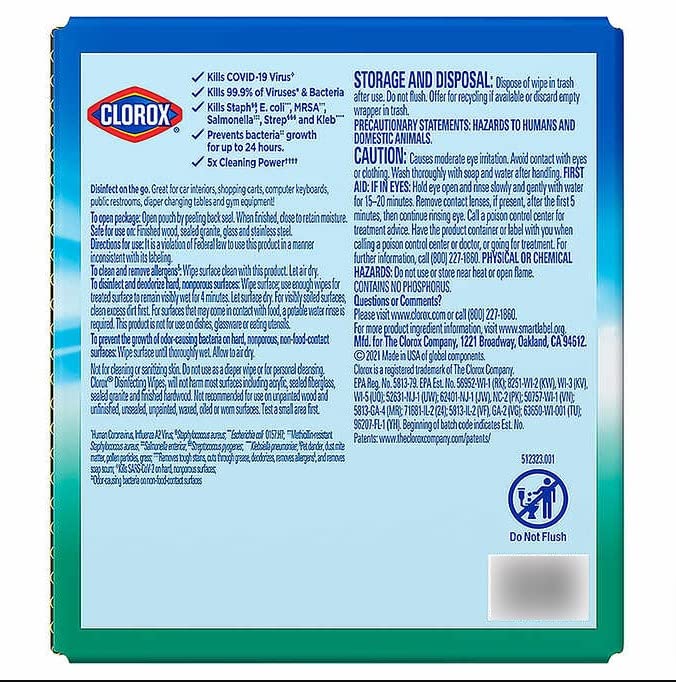 Clorox Disinfecting On The Go Travel Wipes, Fresh Scent, 20 Count, Pack of 18-360 Wipes Total