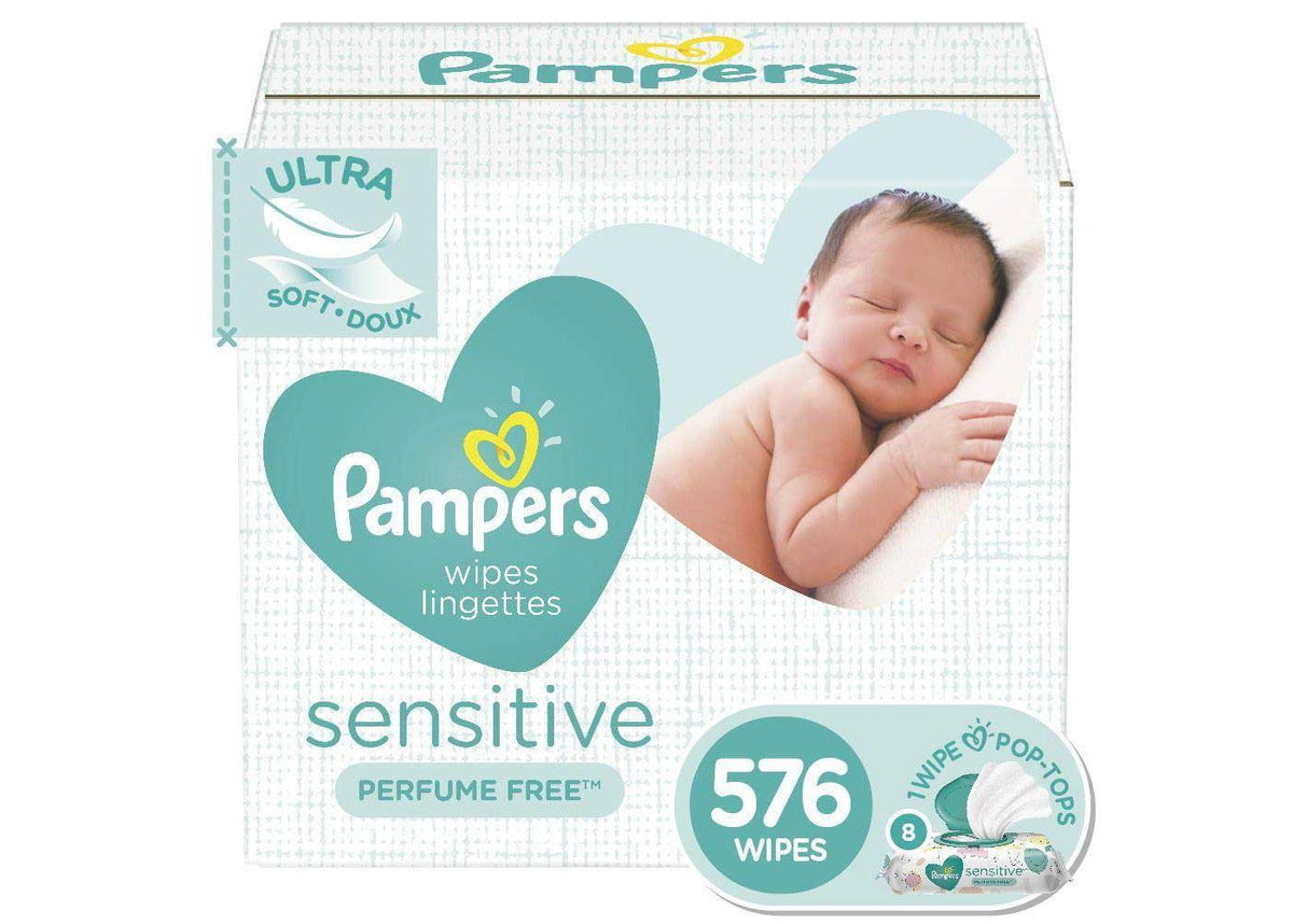 Pampers Baby Diaper Wipes Sensitive 9X Refill, 576 Count