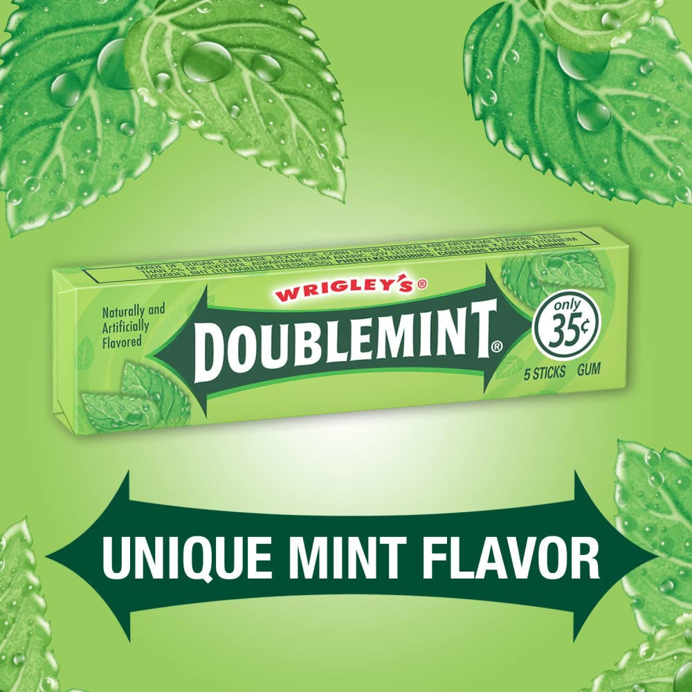 WRIGLEY'S DOUBLEMINT Mint Gum Chewing Gum Bulk Pack, 5 Stick (Pack of 40)
