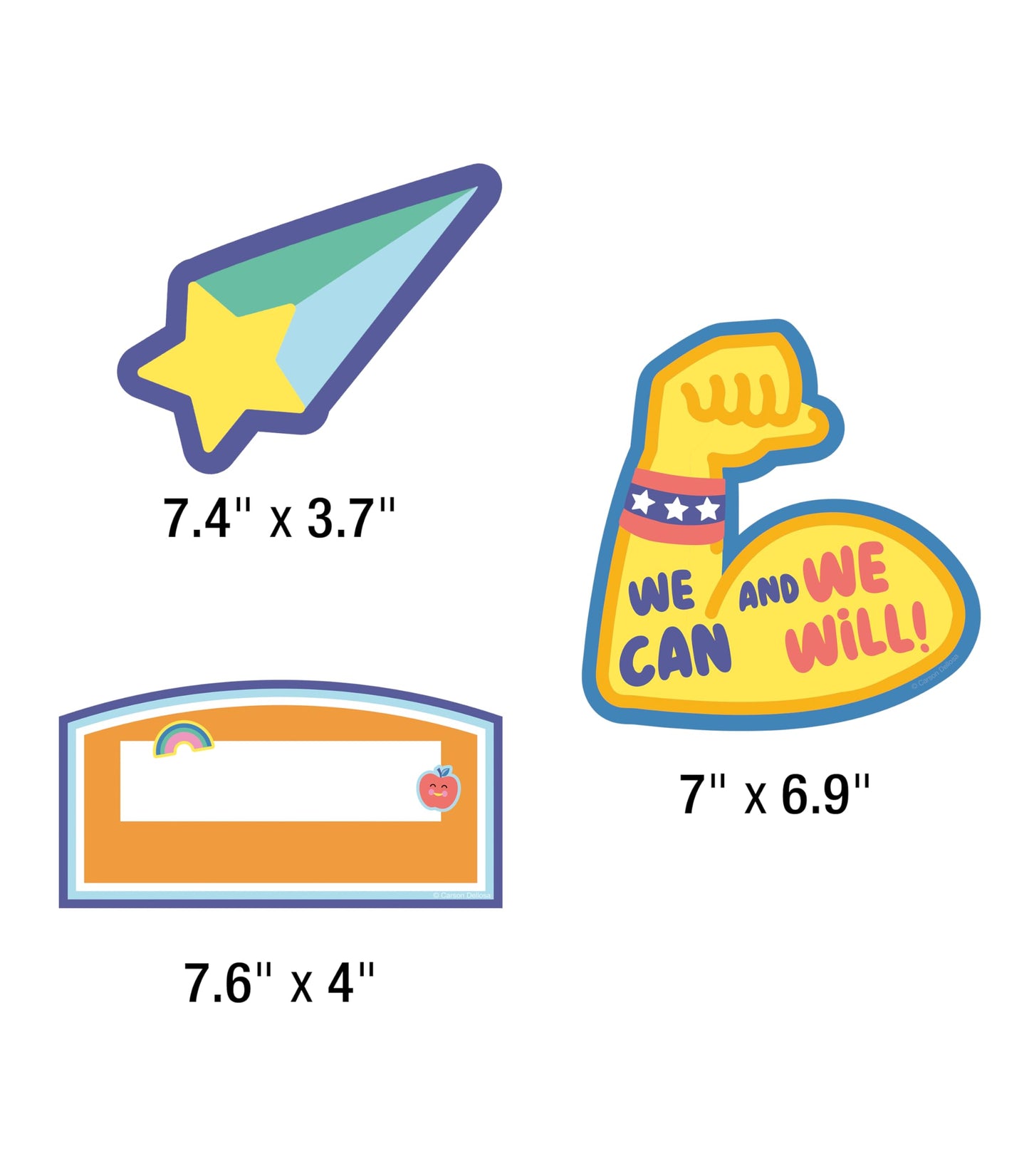 Carson Dellosa Pre-Punched We Stick Together 45-Piece Our Work is Amazing Bulletin Board Set, Student Work Display Headers, Shooting Stars, Motivational Cutouts for Bulletin Board and More