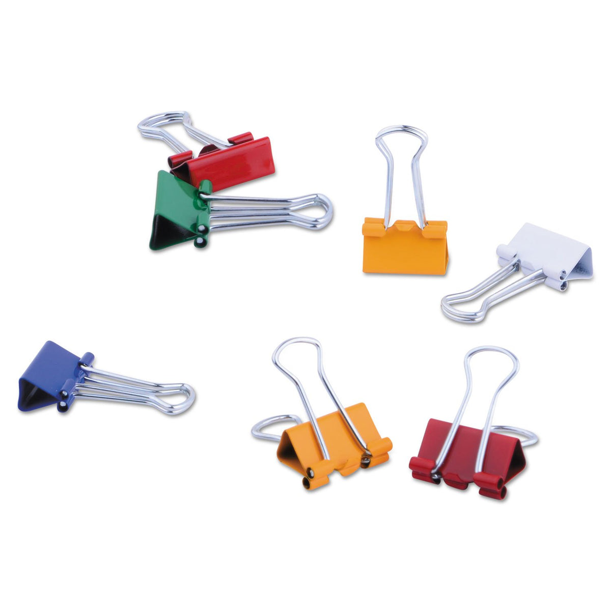 Universal UNV31028 Binder Clips with Storage Tub - Small, Assorted (40/Pack)