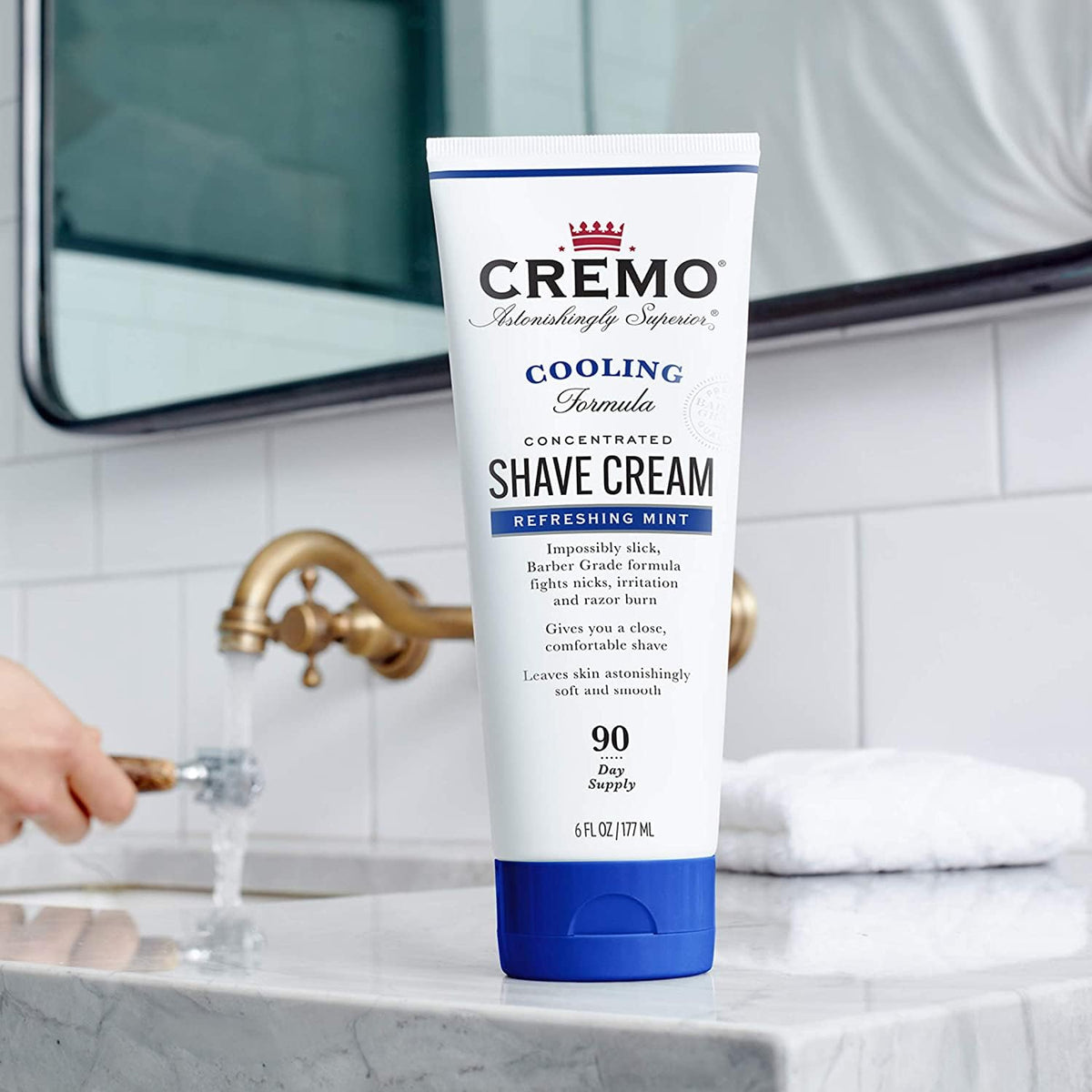 Cremo Cooling Formula Shave Cream, Refreshing Mint Concentrated Shaving Cream, Fights Nicks, Cuts And Razor Burn, 1 Ounce