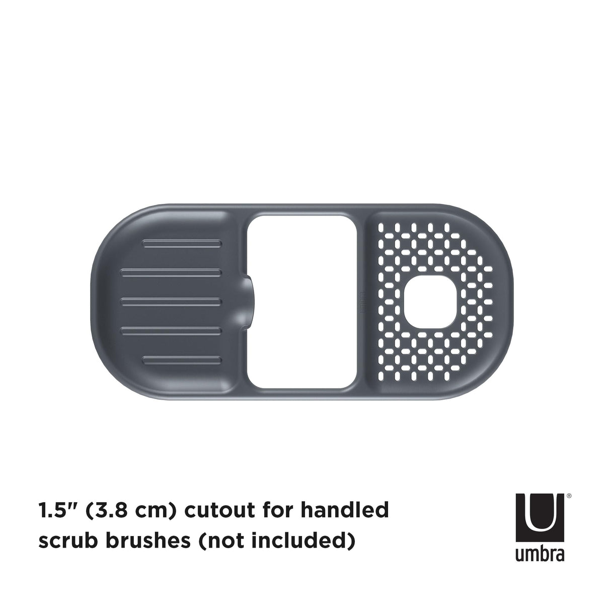 UMBRA Sling Kitchen Sink Caddy Sponge Holder, Hangs Over Edge or Divider, Double, Grey