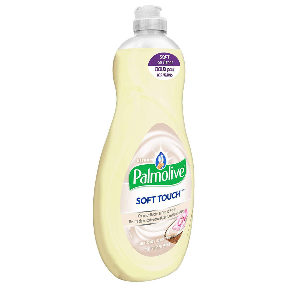 Palmolive Ultra Soft Touch Liquid Dish Soap | Soft Touch on Hands | Tough-on-Grease | Concentrated Formula | Coconut Butter & Orchid Scent - 20 Ounce Bottle (Pack of 3)