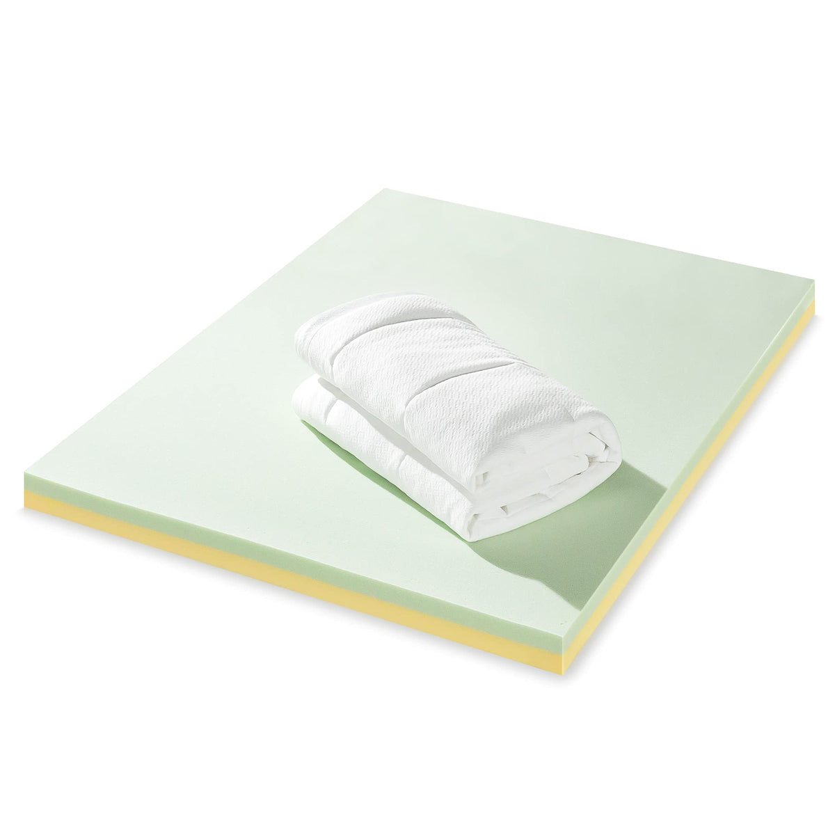 ZINUS 2 Inch Cloud Memory Foam Mattress Topper, Quilted Plush Mattress Topper, Green Tea Memory Foam Mattress Topper, Queen