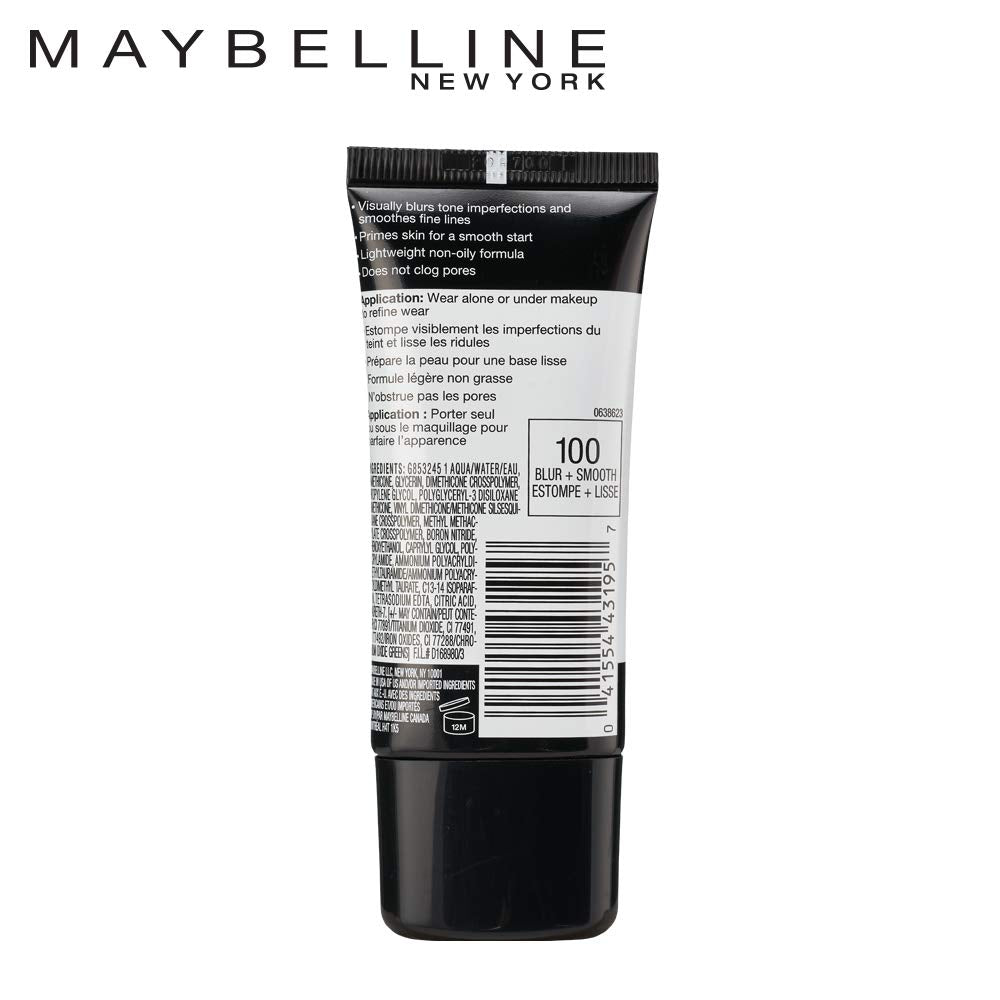 Maybelline Face Studio Master Prime Face Primer Makeup Base, Blur + Smooth, 1 Count