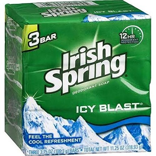 Irish Spring Deodorant Bar Soap, Icy Blast, 3.75 oz bars, 3 ea (Pack of 2)