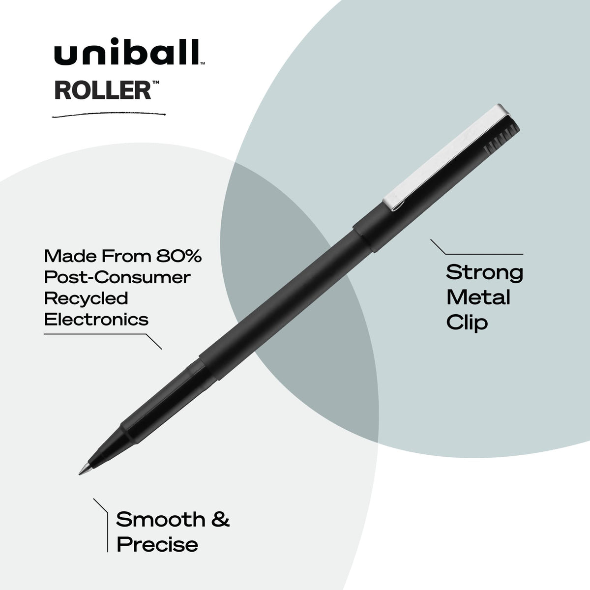 uni-ball® Roller Micro Pens, Micro Point, 0.5 mm, Black Barrel, Black Ink, Pack Of 36