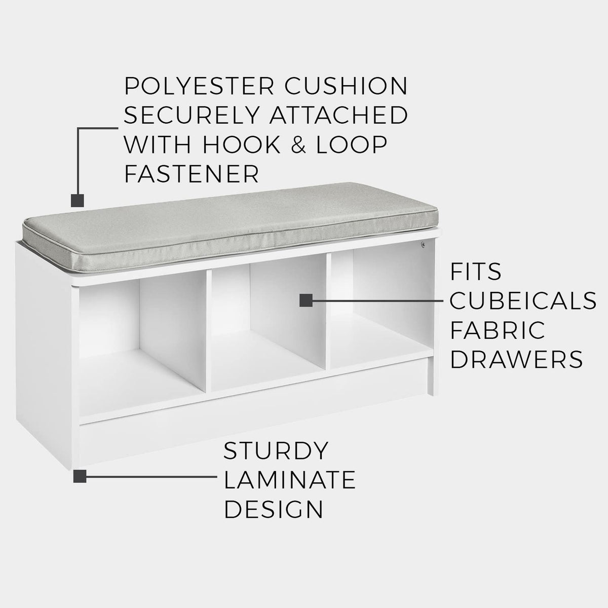 ClosetMaid 1633 Cubeicals 3-Cube Storage Bench, Dark Cherry with Gray Cushion