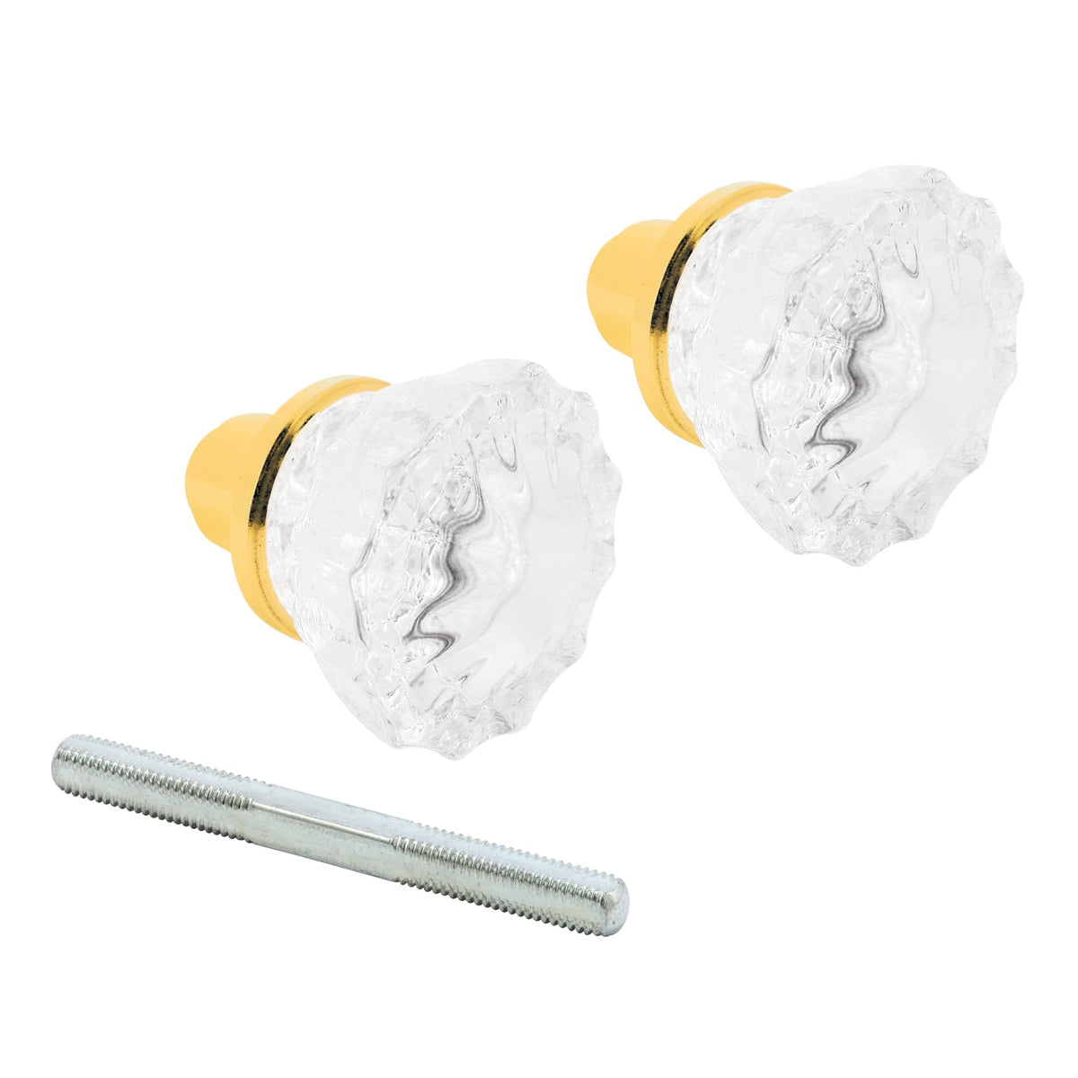 Prime-Line E 28316 Mortise Style Fluted Glass Door Knobs - Perfect for Replacing Broken Antique Lock Sets on Interior Doors, Features 2 In. Outside Diameter Knobs, Brass Plated (Single Pack)