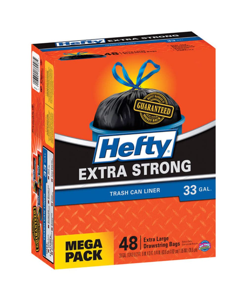 Hefty Trash Bags, 33 Gallon, 48 Count, Xstrong33g