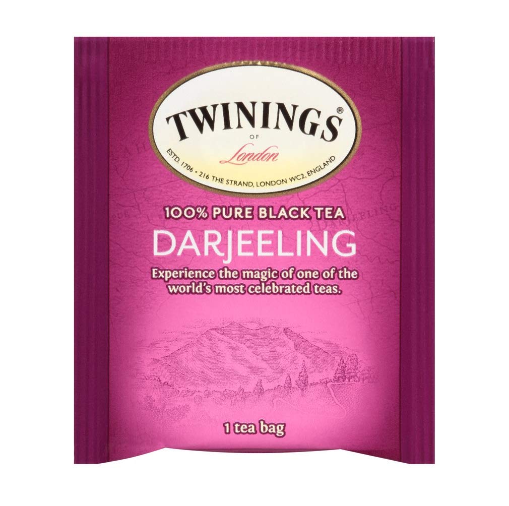 Twinings Darjeeling Tea - A Delicate, Dry Black Tea, Sophisticated Coffee Alternative with Less Caffeine, Individually Wrapped Tea Bags, 50 Count