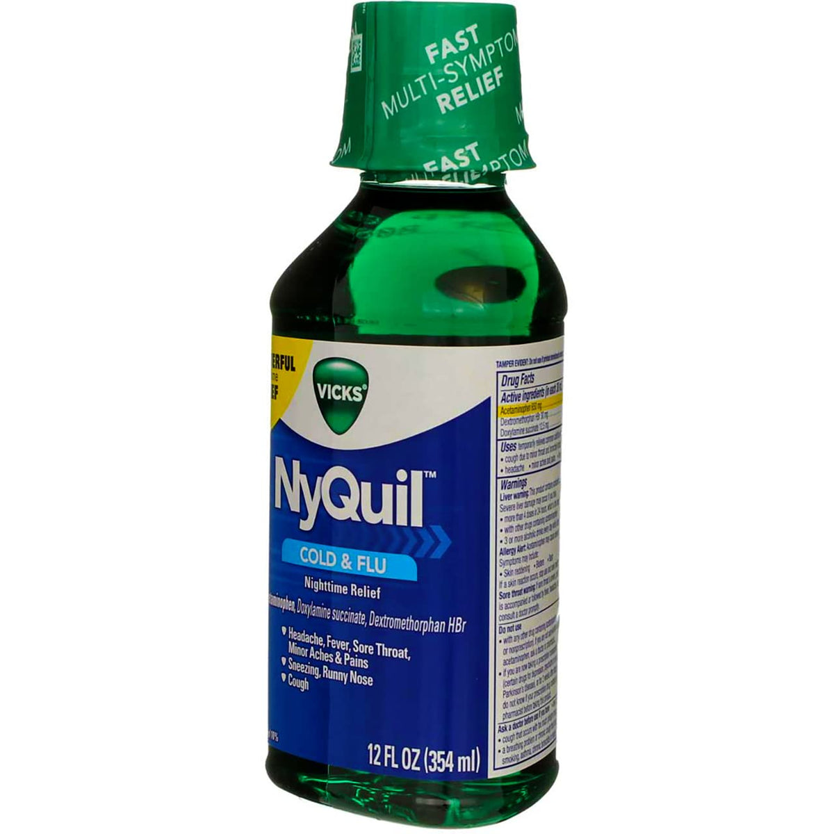 NyQuil Cold & Flu Nighttime Liquid, 12 oz Bottle