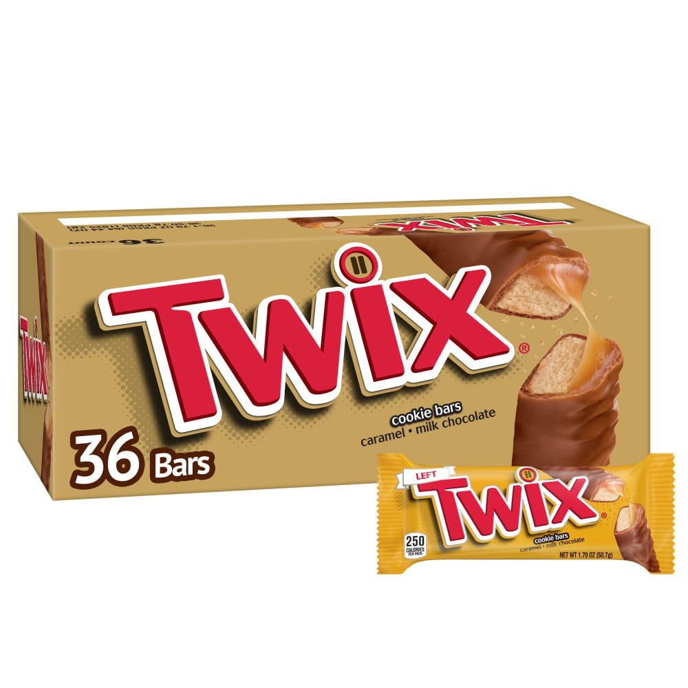 TWIX Bulk Chocolate Candy Individually Wrapped - Full Size, Caramel Chocolate Cookie Candy Bar, 36-Count Box