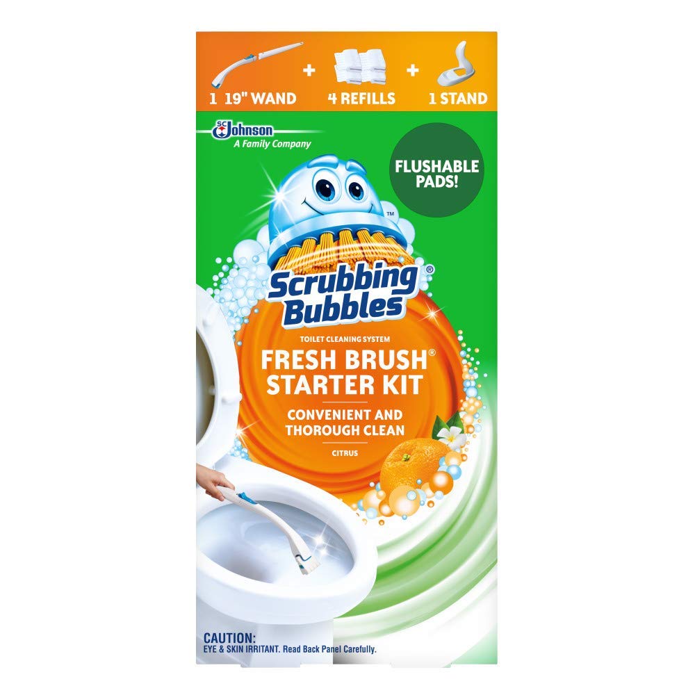 Scrubbing Bubbles Fresh Brush Toilet Cleaning System Starter Kit with 4 Refills- 2 Pack