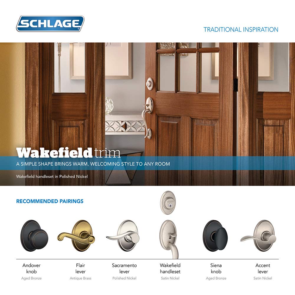 SCHLAGE Lock Company Single Cylinder Deadbolt with Wakefield Trim, Aged Bronze (B60 N WKF 716)