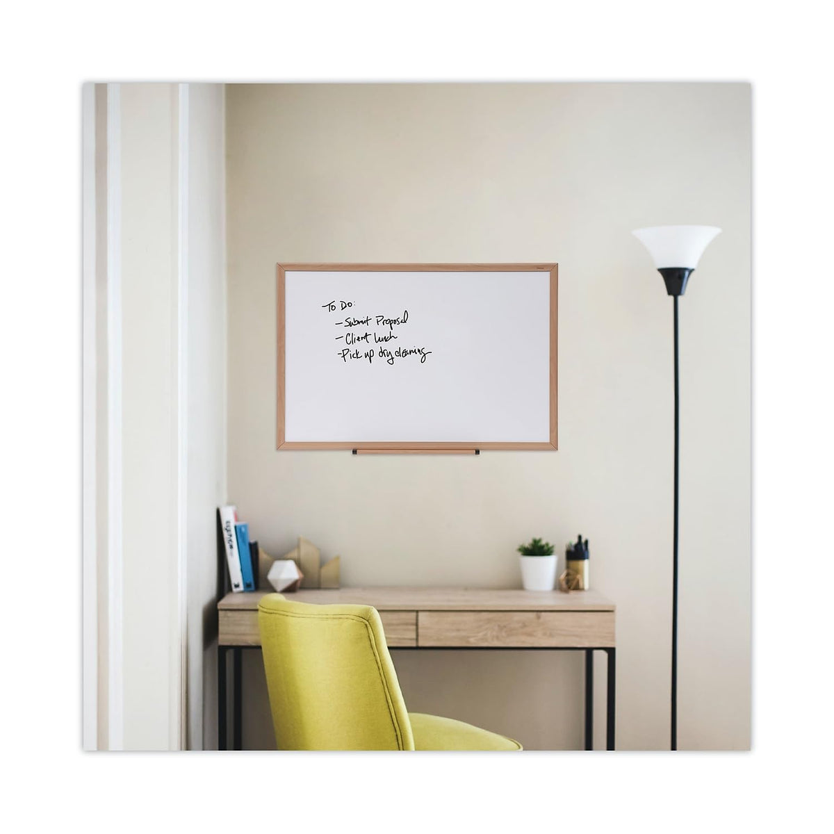 Universal Dry Erase Board, Melamine, 36 x 24, Oak Frame (UNV43619)