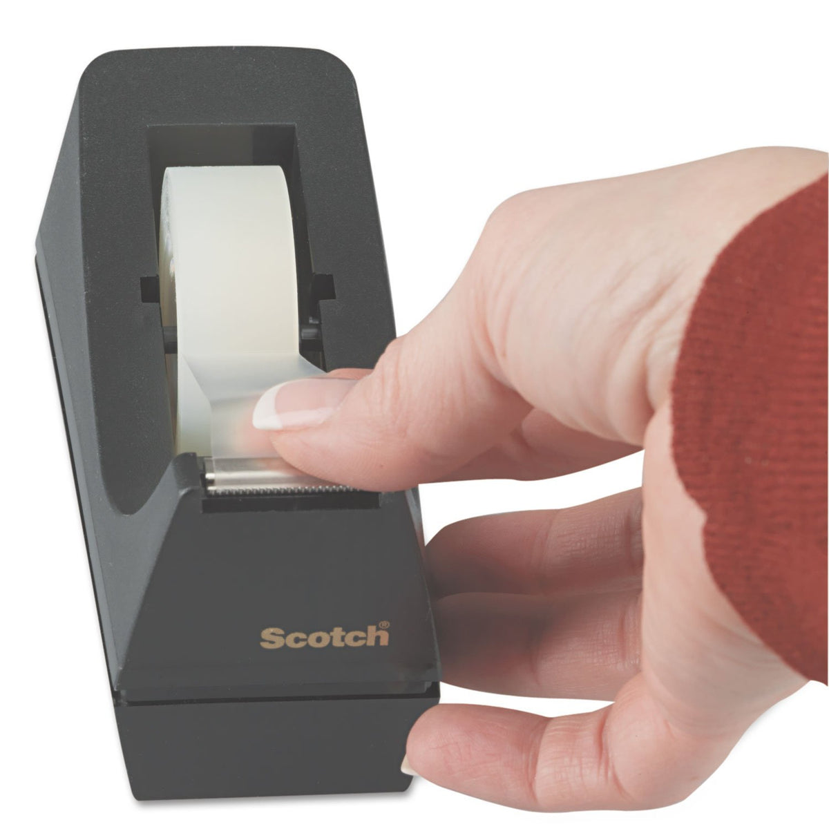 Scotch C38BK Desktop Tape Dispenser, 1-Inch Core, Weighted Non-Skid Base, Black