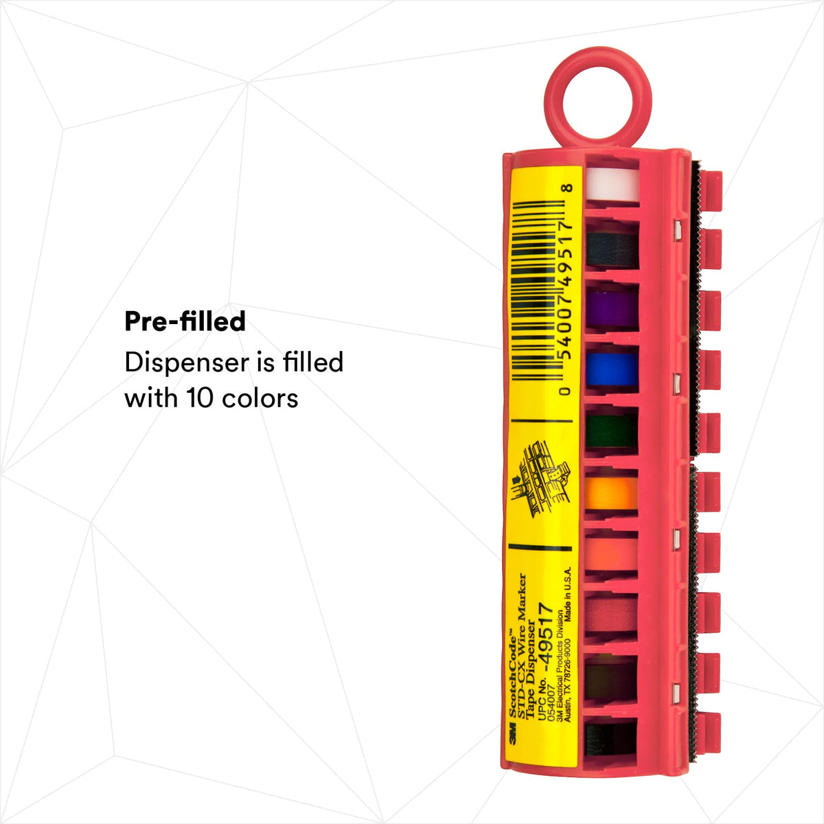 3M ScotchCode Wire Marker Tape Dispenser with Tape STD-C, compact design for easy handling