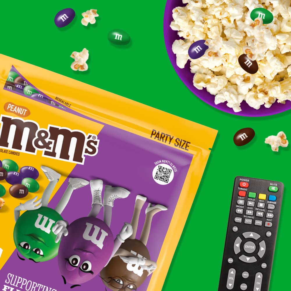 M&M'S Limited Edition Peanut Milk Chocolate Candy featuring Purple Candy, Party Size, 38 oz Bulk Resealable Bag Pack of 2