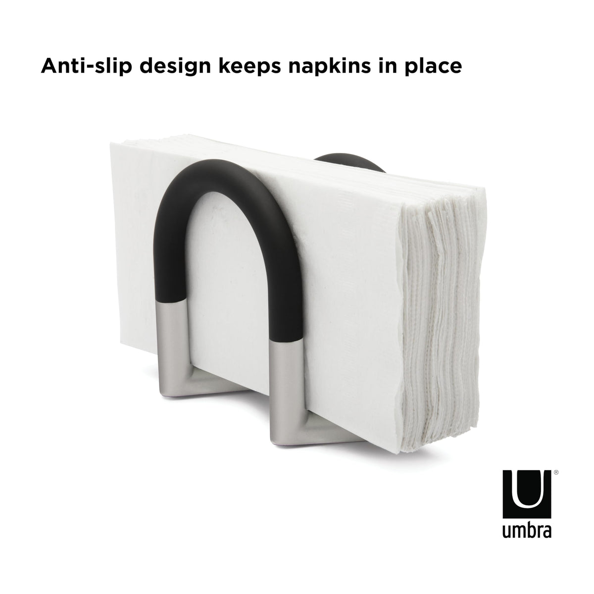 Umbra Swivel Squeeze Napkin Holder With Dual Chrome Soft Touch Swivels Made of Metal and Plastic - Heavy-Duty Kitchen & Dining Room Paper Storage - Stores a Bulk Amount of Napkins and Accommodates Any Amount