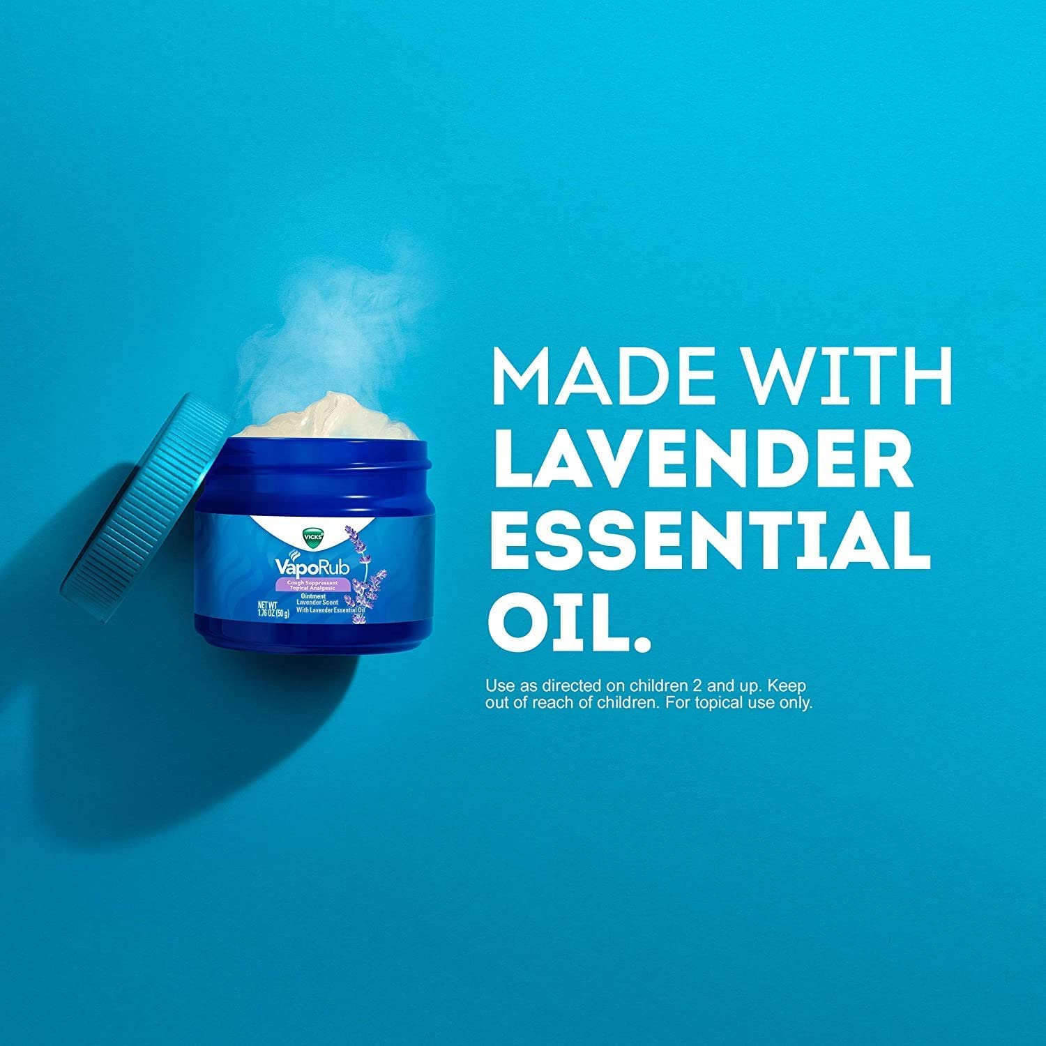 Vicks VapoRub, Lavender Scent, Cough Suppressant, Topical Chest Rub & Analgesic Ointment, Medicated Vapors, Relief from Cough Due to Cold, Aches & Pains, 1.76oz (Pack of 2)