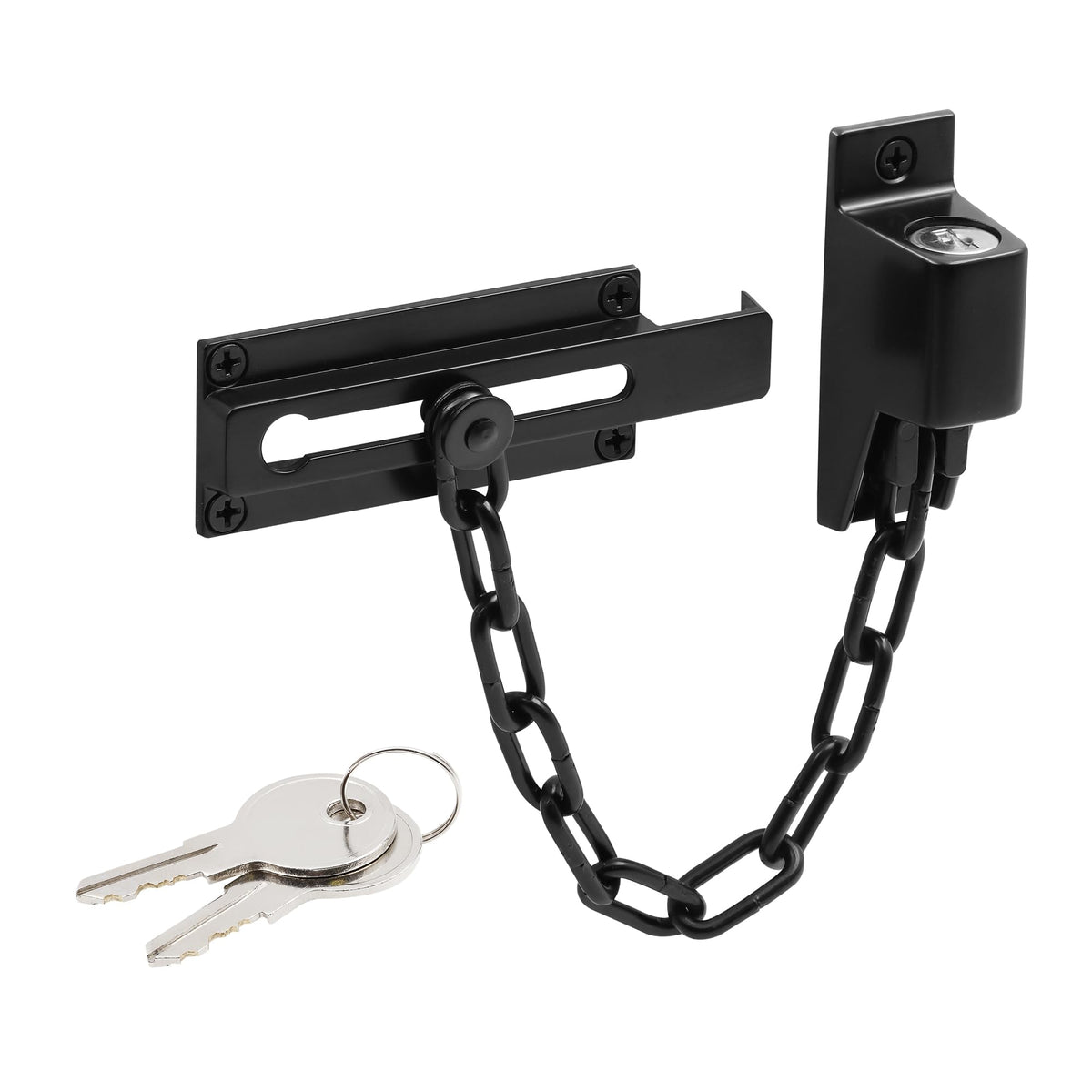 Prime-Line U 110938 Chain Door Guard, Square Corners, Keyed, Matte Black (Single Pack)