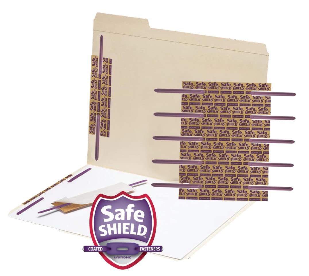 Smead Self-Adhesive Fastener with SafeSHIELD Coated Fastener Technology, 2" Capacity, Purple, 50 Per Box (68216)